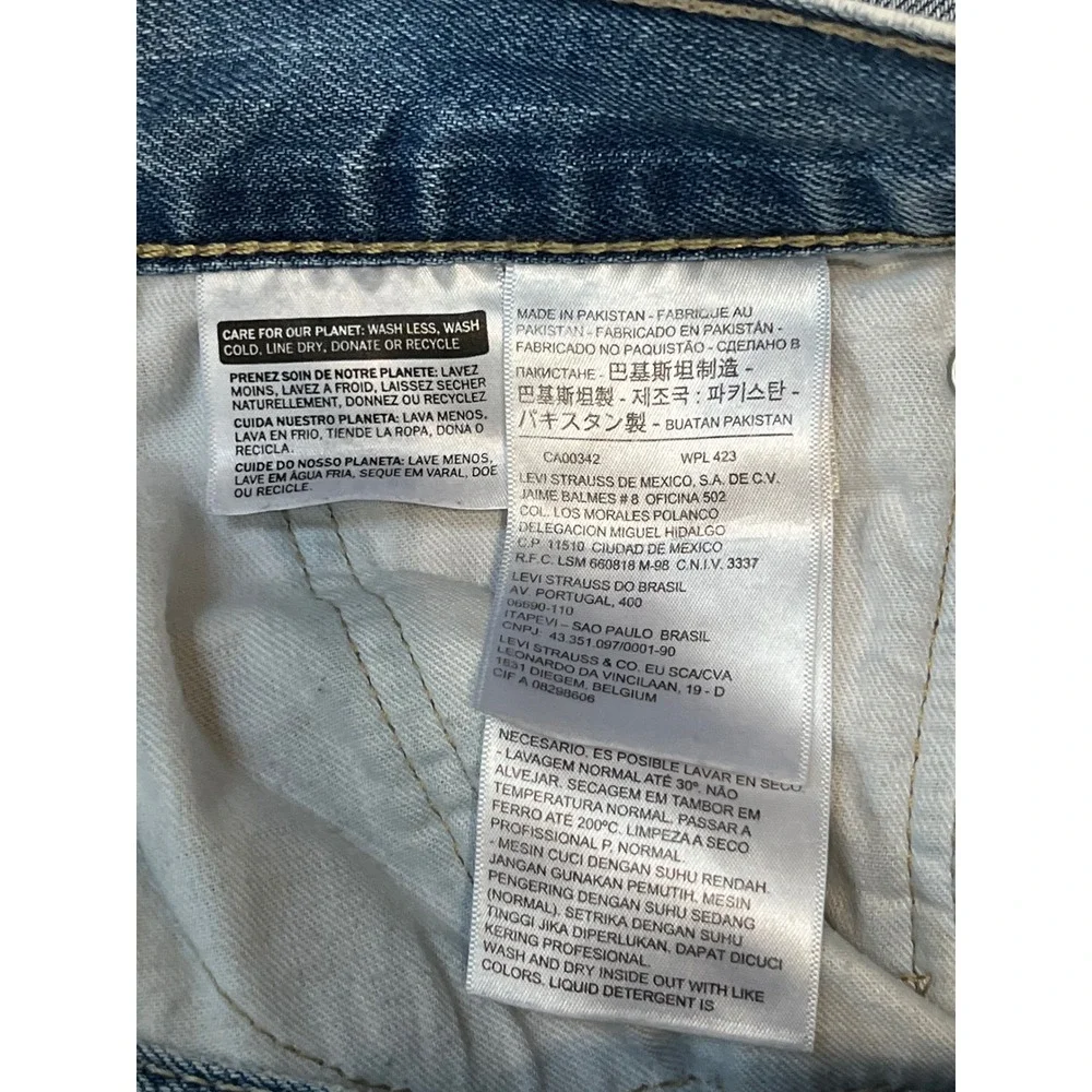 Levis 505 Regular Fit Straight Leg Light Wash Denim Jeans Mens 34x34 Blue - Picture 6 of 8